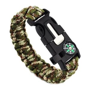 Bracelet de Survie en Paracorde Tressée Multifonctionnelle Avec Sifflet Boussole et Racloir D'Extérieur Amias-Mon Bracelet Homme