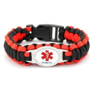 Bracelet de Survie en Paracorde Alerte Médicale pour Diabétique Keith-Mon Bracelet Homme