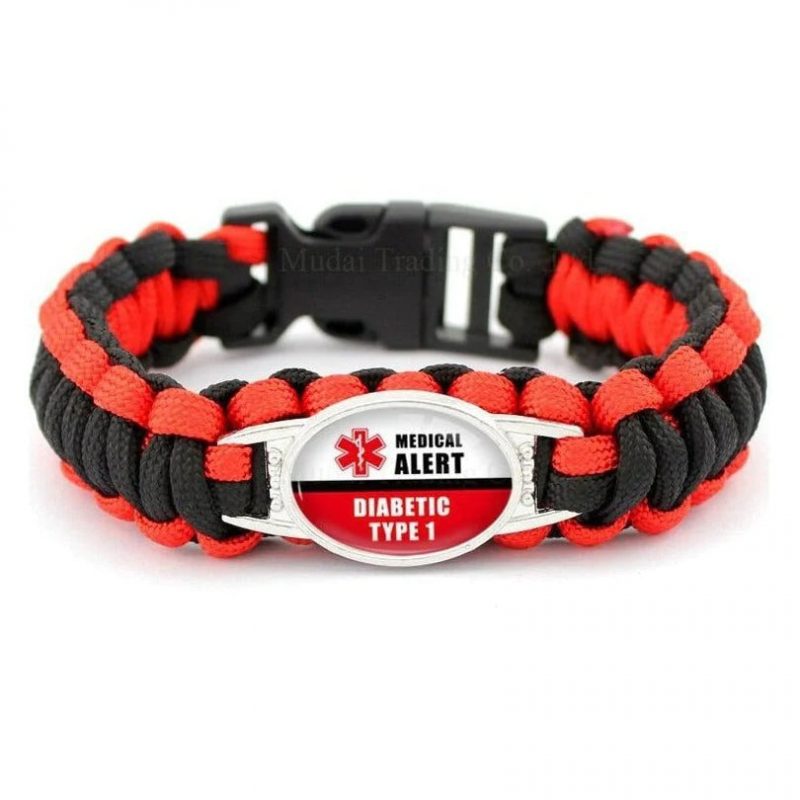 Bracelet de Survie en Paracorde Alerte Médicale pour Diabétique Madden-Mon Bracelet Homme